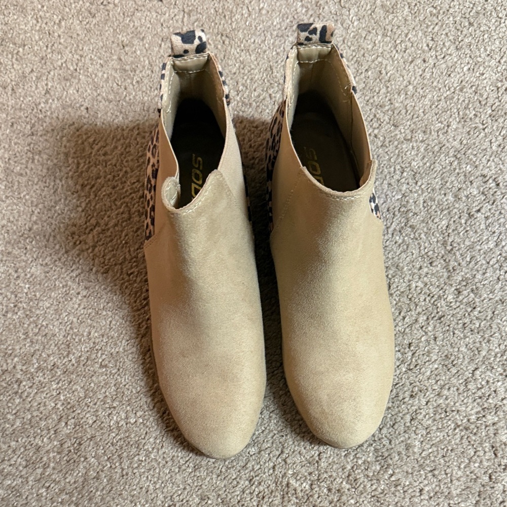 Soda Beige and Leopard Ankle Booties
